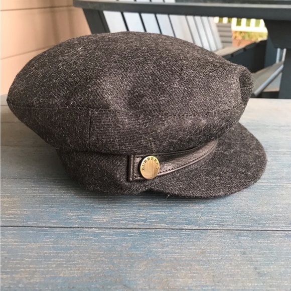 Burberry Newsboy Wool Cap w/Leather Trim - Picture 7 of 7